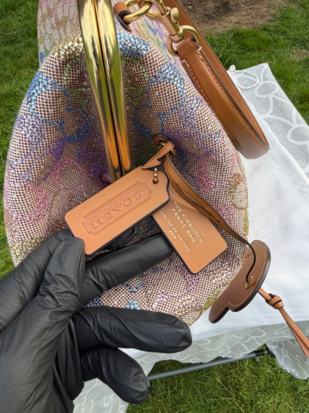 Coach Large Rainbow Kisslock 27 Bag in Signature Jacquard | CCX15 | New - Picture 10 of 17